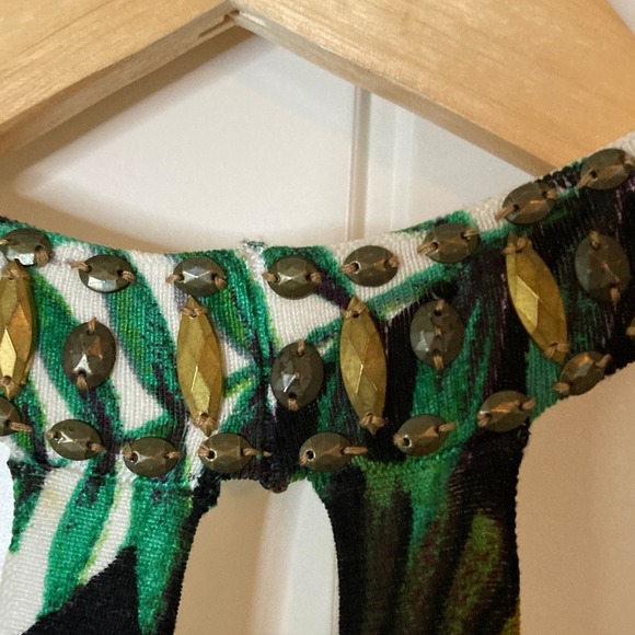 Cache Womens Floral Orange Beaded Tank Top Size XS Resort Beach Vacation Dressy - Picture 9 of 9